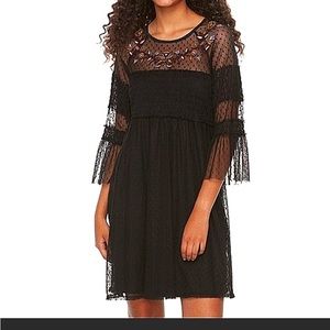 Mason & Belle black witchy fairy grunge embroidered dress bell sleeves Large